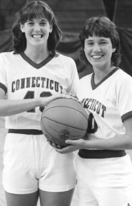 Bochain, right, with teammate Mary Ellen Langfield '83.