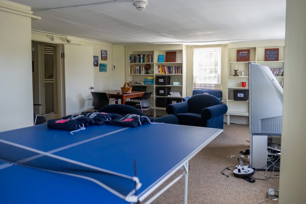 The UConn Recovery Community now occupies all the space in the Cordial Storrs House on campus and utilizes the space on the second floor for spaces such as a game room (pictured here), a meditation room and a room dedicated for telehealth appointments. 