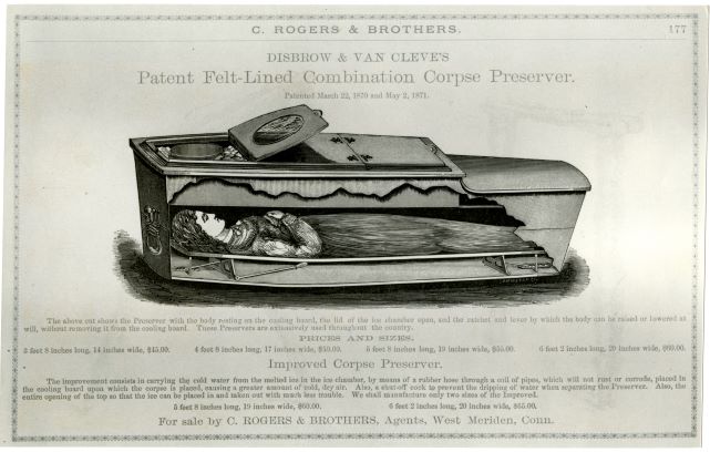 An advertisement for a corpse preserver from a 19th century newspaper.