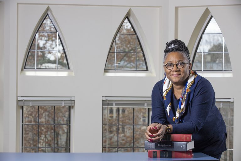 Professor Willajeanne F. McLean at the UConn Law Library.