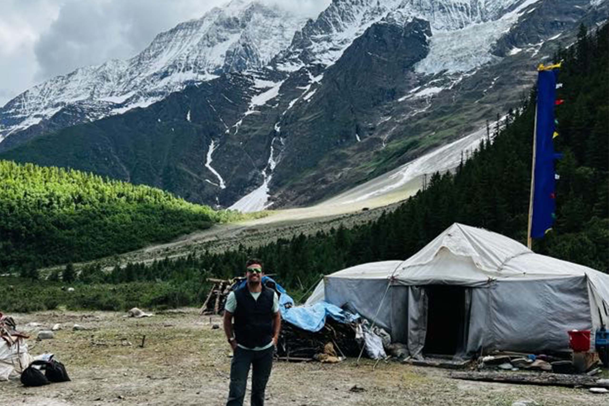 Coles, at a camp in a remote section of the Himalayas. “I enjoy having a new space in the world where I can connect with people and make new friends,” he says.