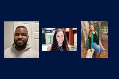 2021 Alumni Board Scholarship recipients Jordane Virgo, Lauren Dougher, and Elizabeth Canavan.