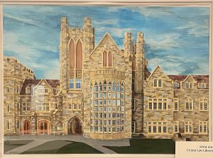 painting of UConn Law Library by Alexandria Abacherli
