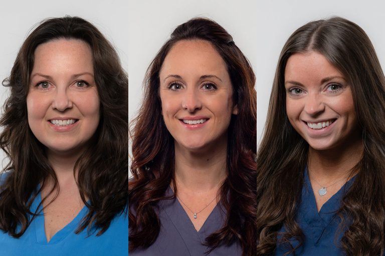 triple portrait nurses in scrubs