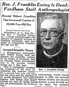 Obituary for J. Frederick Ewing, the archaeologist who discovered human remains in an ancient site in Lebanon. 