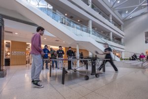 Students at UConn Stamford playing Ping-Pong. Feb. 2, 2023.