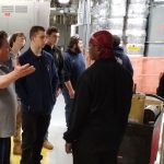 Students take a tour of the heating, ventilation and air conditioning systems in the penthouse