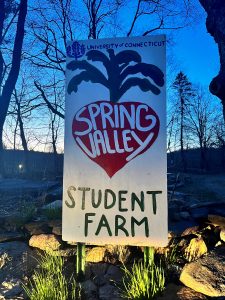 Sign reading "Spring Valley Student Farm"