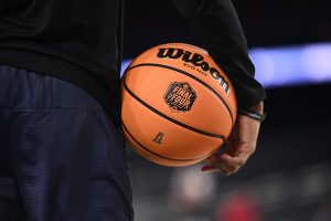 Basketball with final four logo on it