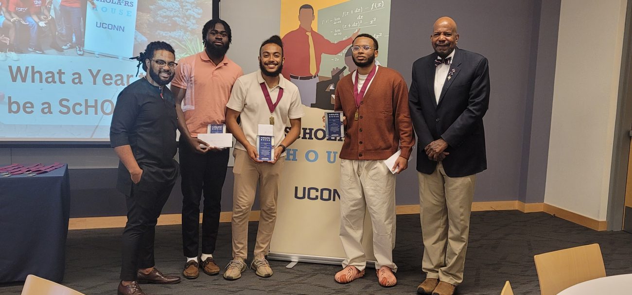 Dr. Cato T. Laurencin (right) with the 2023 UConn senior student award winners.