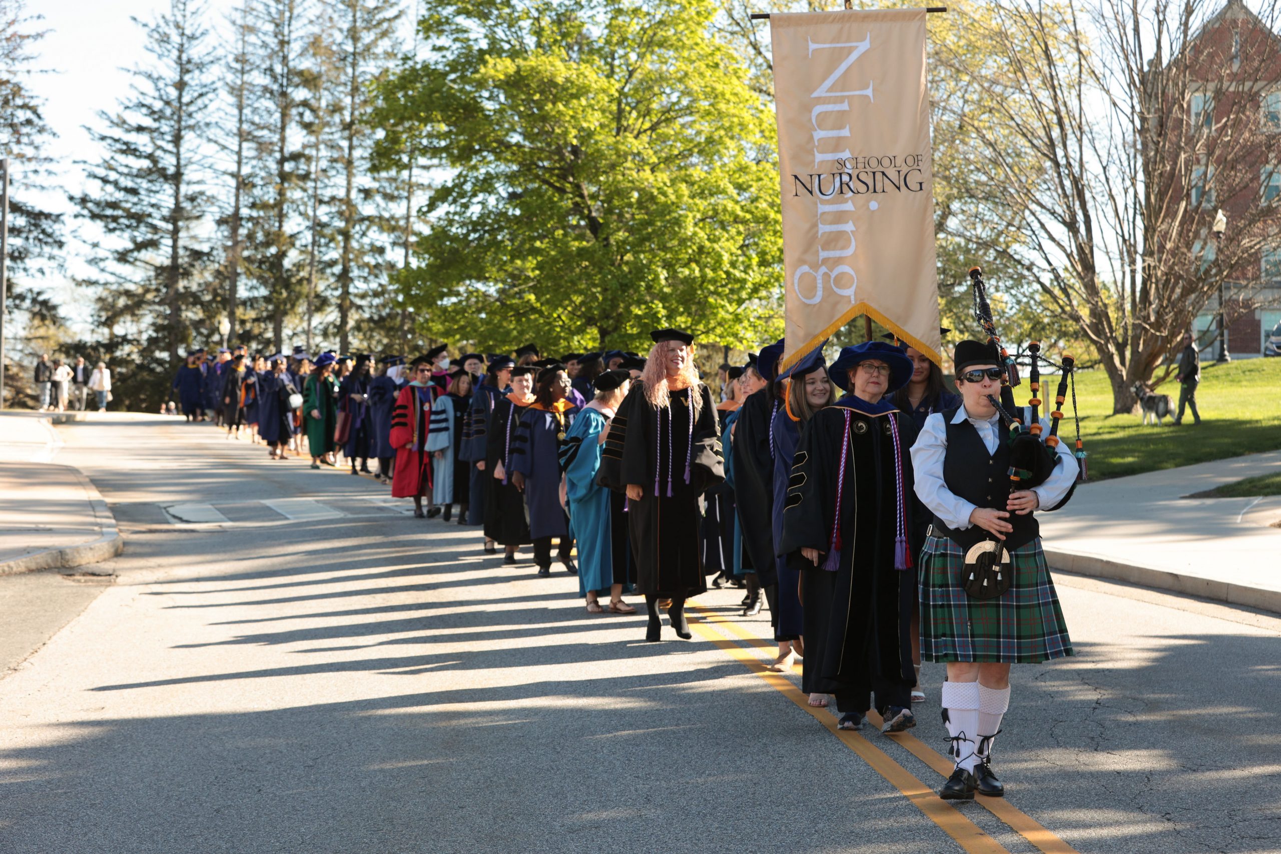 School of Nursing Procession to Jorgensen, Commencement 2023.