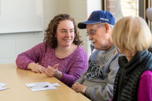 The aphasia language support group meets at Human Development Center