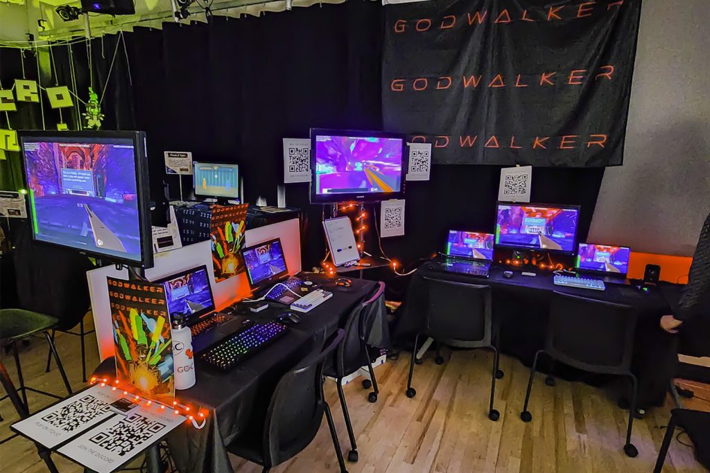The Godwalker showcase booth at RPI GameFest in April