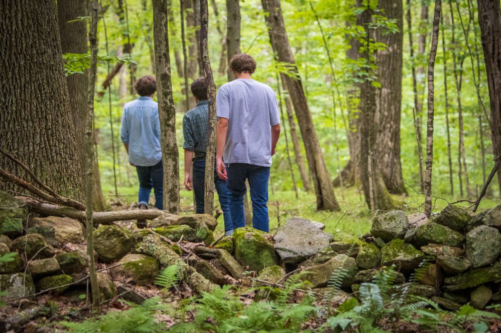 Students walking in the UConn Forest