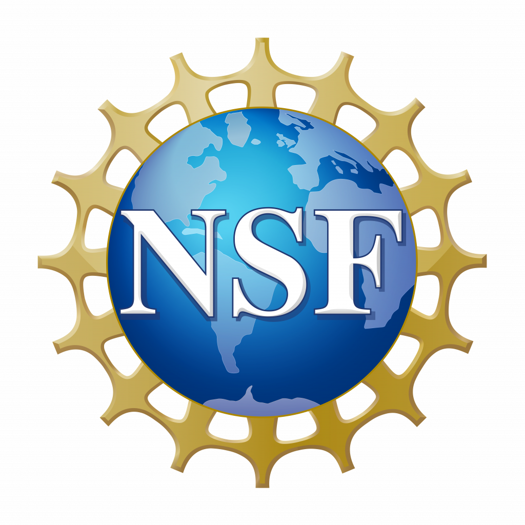 Logo of the National Science Foundation (NSF) depicting a blue globe inside a golden wheel.