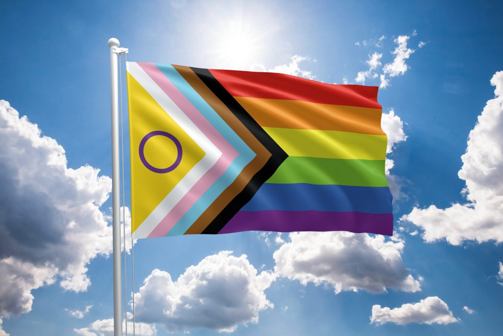 Intersex-inclusive pride flag. New LGBTQIA+ Progress pride flag.