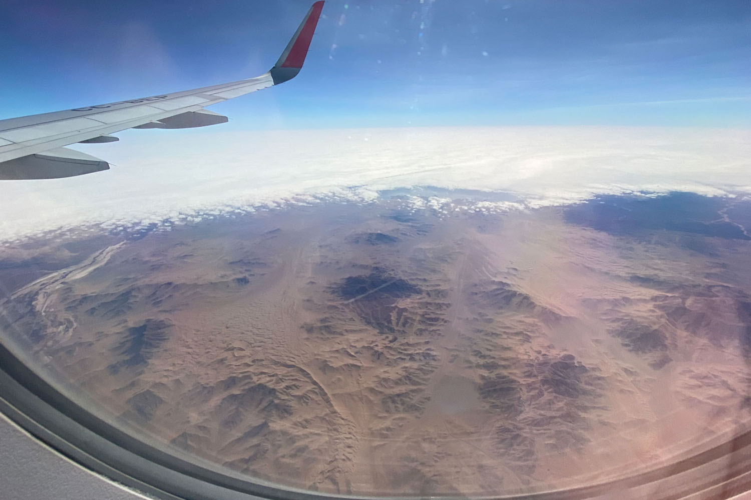 Flying over the vast impressive desert landscape of northern Chile is always spectacular, so window seats are a must, says Baumann. Where the clouds start, the ocean begins.