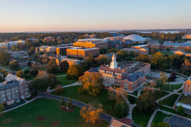 Aerial image of the University of Connecticut during Fall 2023.