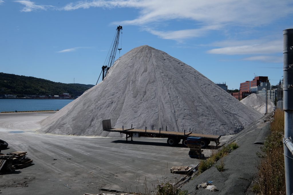 A large pile of industrial road salt.