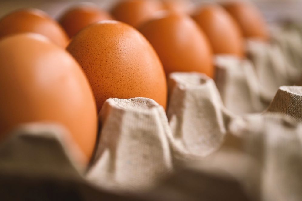 Close up of eggs in a carton
