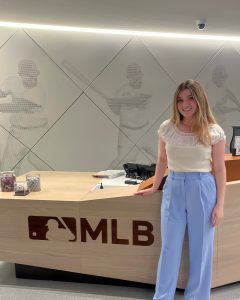 Alumna Lindsay Adams ’22 (BUS), a law student at Fordham University, used networking skills acquired at UConn to meet employees of Major League Baseball, leading to an incredible summer internship in the New York headquarters. “I was surprised how many (people) were willing to help,’’ she says. (contributed photo)