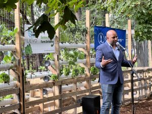 “There’s a lot of food in this neighborhood, but there’s not a lot of food that looks like this,” said Arunan Arulampalam, CEO of the Hartford Land Bank, at an event unveiling the Garden Street farm on October 10, 2023.