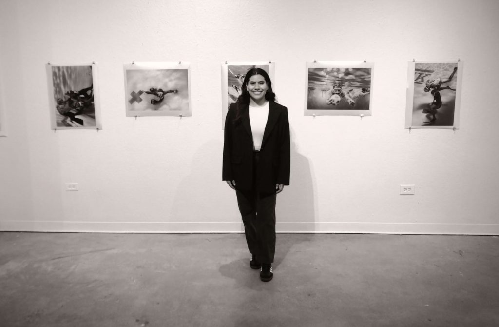 Daniela Bedoya '25 (SFA) spent last summer photographing underwater rugby games and interviewing professional female sports photographers thanks to funding from the BOLD Women's Leadership Network. Her exhibition, "Women in Sports: Behind the Lens," was on display in February.