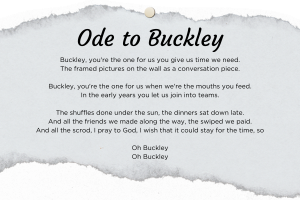 The lyrics to the song 'Ode to Buckley' displayed on torn paper