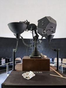 The original A1 Spitz Star and Planet Projector, used for over 50 years for teaching others about the wonders of the universe, is now on display in the Gant Science Complex along with a plaque in dedication to the planetarium’s long-time curator, Professor Cynthia Peterson.