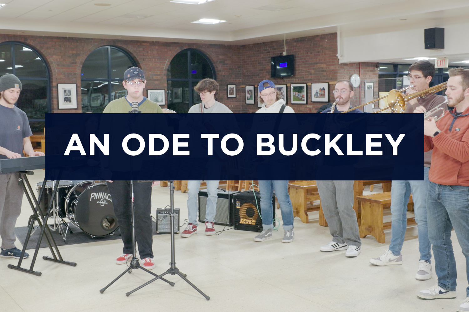 Student musicians play their self-penned "Ode to Buckley" in the titular dining hall.