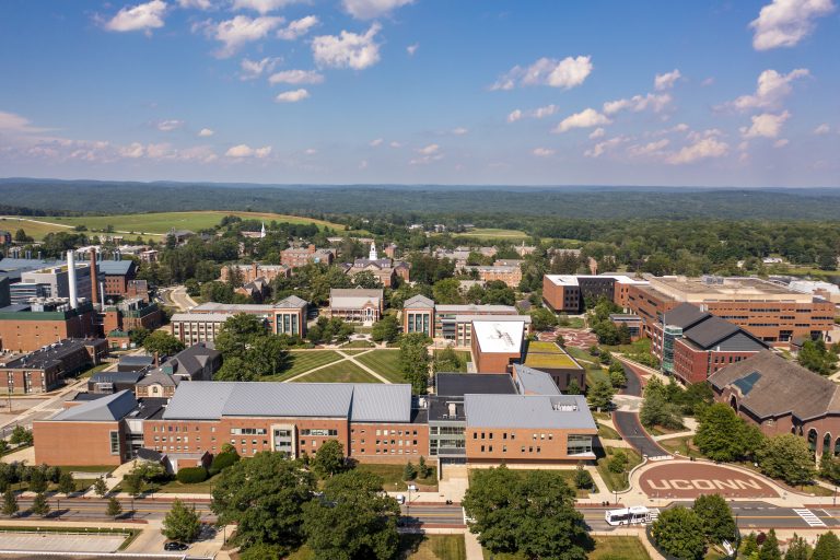 An aerial view of the UConn Storrs campus