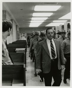 In an archival photo, Connecticut State Police troopers arrive at the Wilbur Cross Library, which was being occupied by Black student protesters.