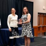 Associate Dean of Academic Programs Kristin Govoni (right) with PhD student Sarah Klionsky, recipient of the Graduate Student Teaching Award