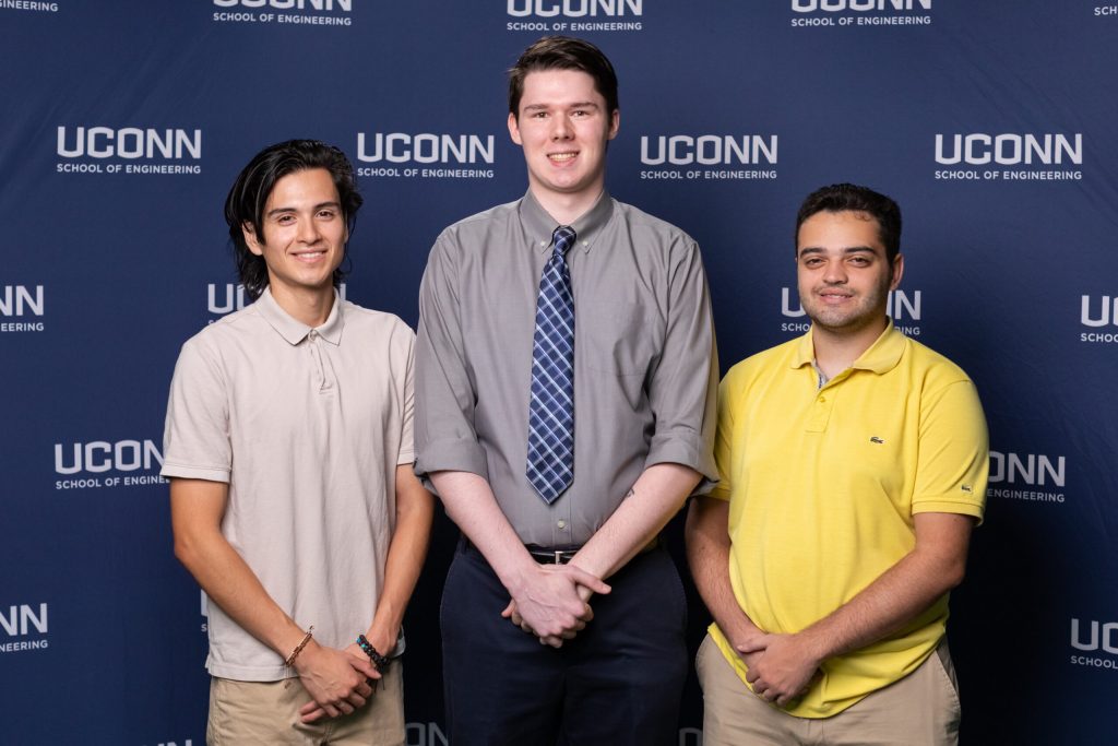Senior engineering majors Alexander Guzman, Will Goss, and Vinicius De Souza.