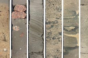 Ocean sediments archive clues about Earth's past climates. These cores show different sediments, including larger 'ice-rafted debris' that indicate when the Greenland Ice Sheet was expanding and contracting.