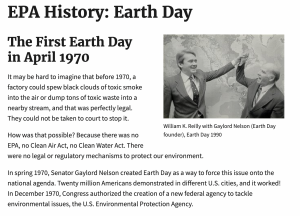 A clipping from a news story about the first Earth Day.