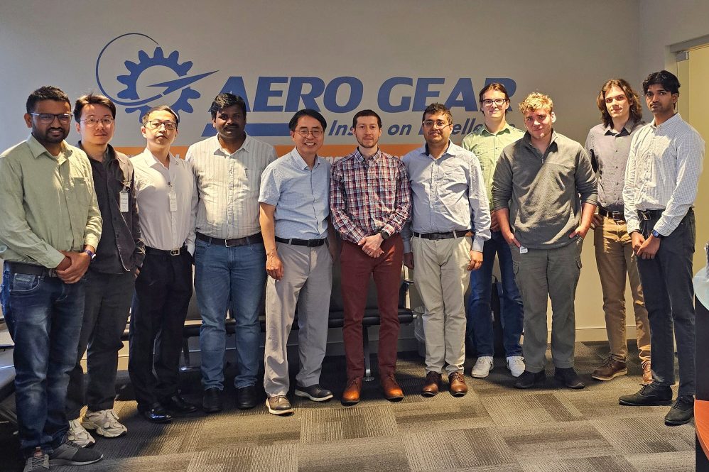 Faculty, staff, and students from UConn's Connecticut Manufacturing Simulation Center (CMSC) visited engineers at Aero Gear, Inc. on May 29 to discuss their ongoing collaboration. CMSC offers small Connecticut manufacturing businesses with free technical support and specialized machining processes and simulations.  