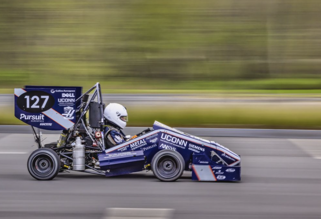 UConn Formula car on racetrack