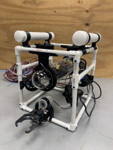 UConn's Underwater Robotics Club designed and built Bigo Bot last academic year. The robot is an underwater vehicle with a claw hand that can pick up objects and bring them to the surface. It is the group's first attempt at what they hope soon will result in a winning entry at the international Mate ROV Competition.