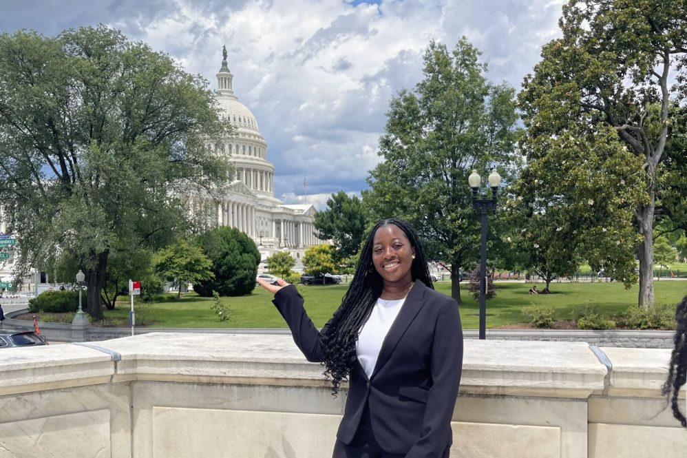 Deborah Kyerematen '25 (CAHNR) in front of the Capitol