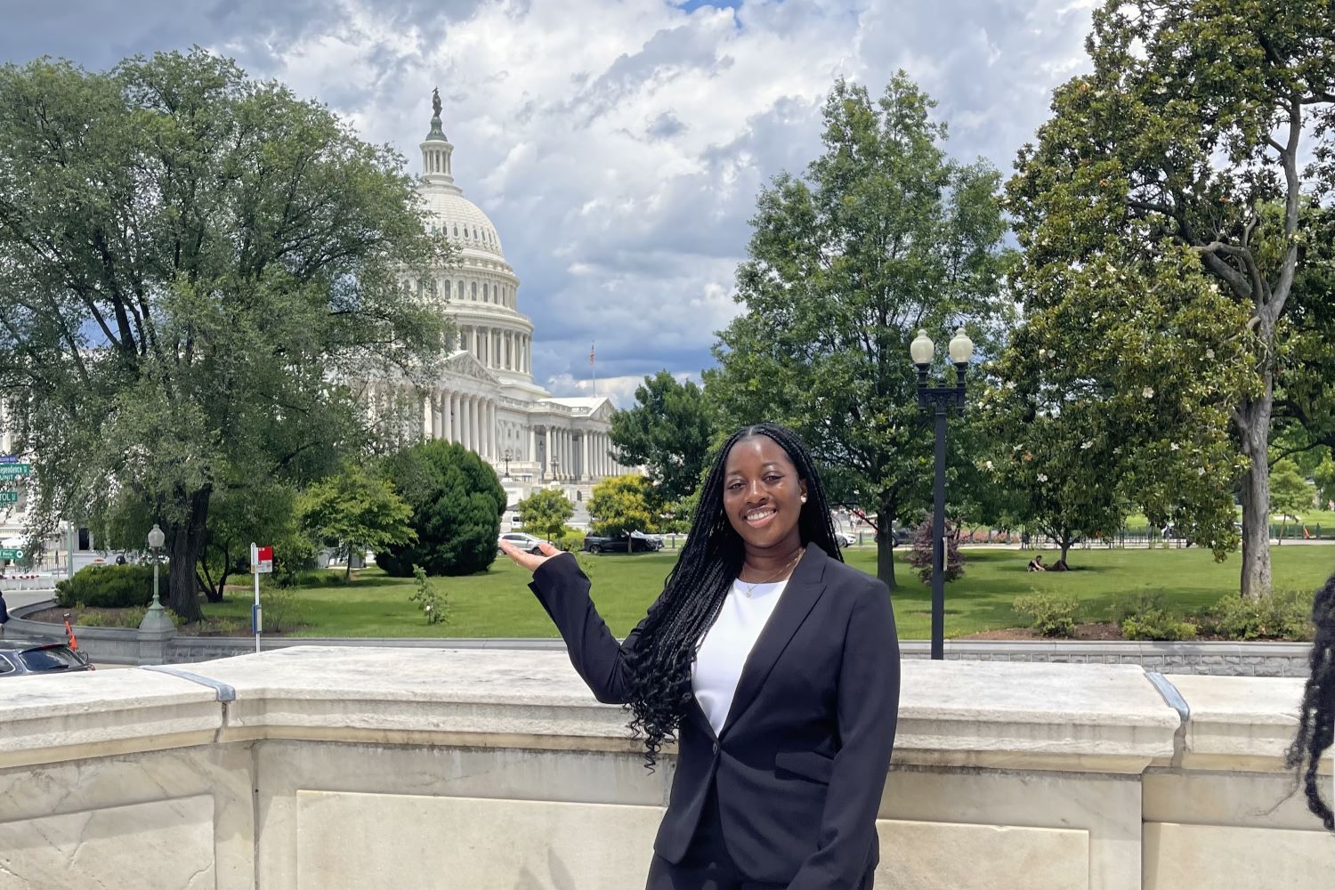 Deborah Kyerematen ’25 (CAHNR) in front of the Capitol