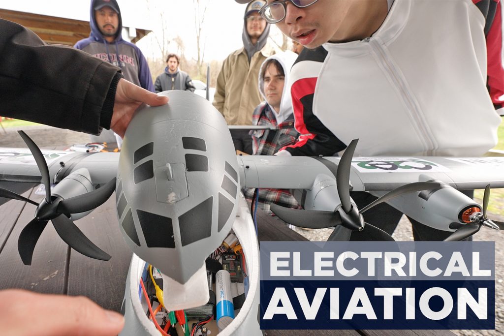 Students working on electrical aviation project