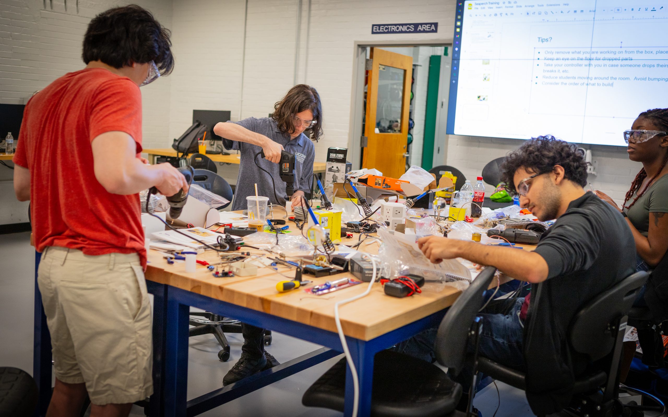 Students working in the Innovation Shop