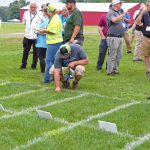 Attendees at the 2024 Turfgrass Field Day gain hands on experience at UConn's Plant Science Research and Education Farm (Jason Sheldon/UConn Photo)