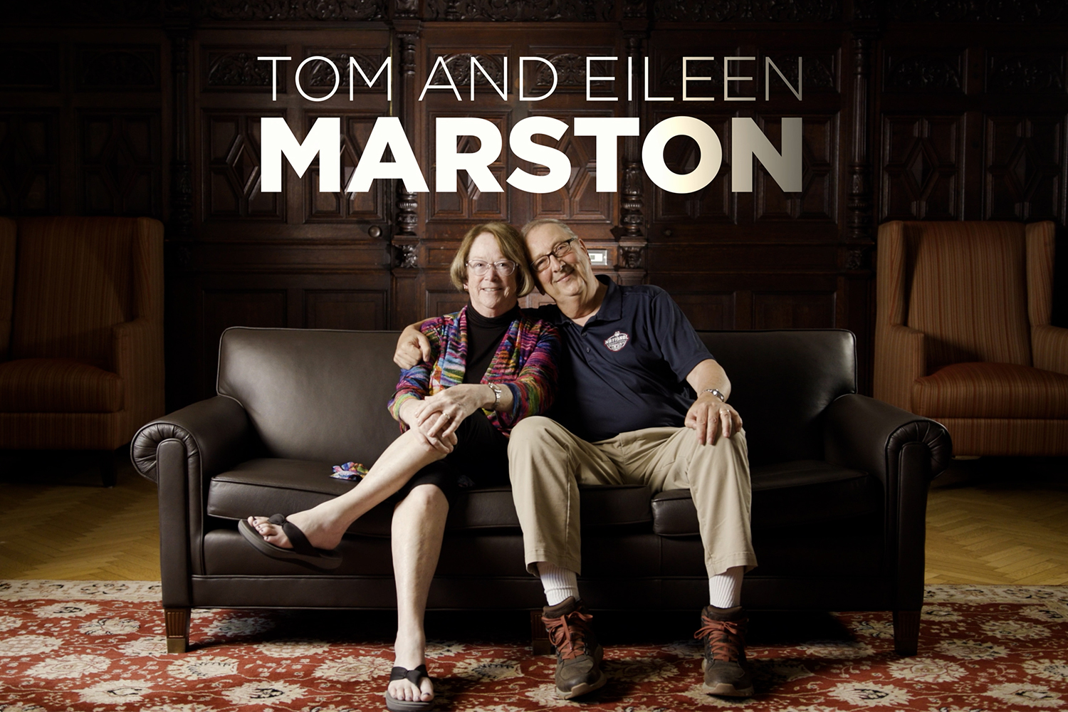 Tom and Eileen Marston sitting on a couch, posing for a photo with the video title overlayed.