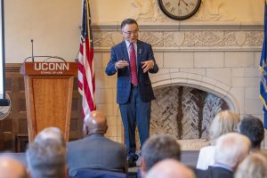 Ji-Cheng ‘JC’ Zhao, Dean, College of Engineering speaking at the UConn National Academy of Sciences Celebration.