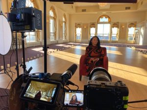 Dr. Trisha Bailey filming the “Innovation in Connecticut“ documentary. 