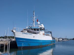 The Connecticut is UConn's research vessel. The 90-foot boat is a floating laboratory and is outfooted for year-long coastal research. Messing About in Boats included a science talk discussing the history of floating laboratories and other aspects of the history of marine science and oceanography.