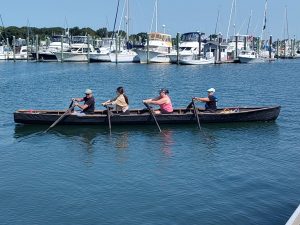 This year the New London Currach Rowers joined in the fun for Messing About in Boats. They brought their traditional Irish currach for participants to try rowing. The boat is based on a 2,000-year-old design.