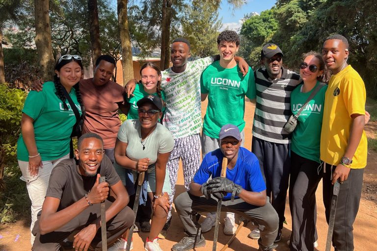 UConn Nursing students participating in Rwanda's Volunteer Day